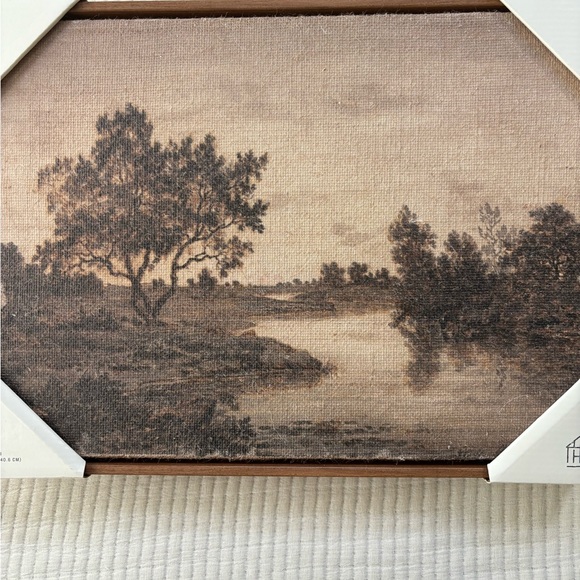 Hearth & Hand with Magnolia Horizontal Landscape Lake Burlap Framed Wall Art - Picture 2 of 16